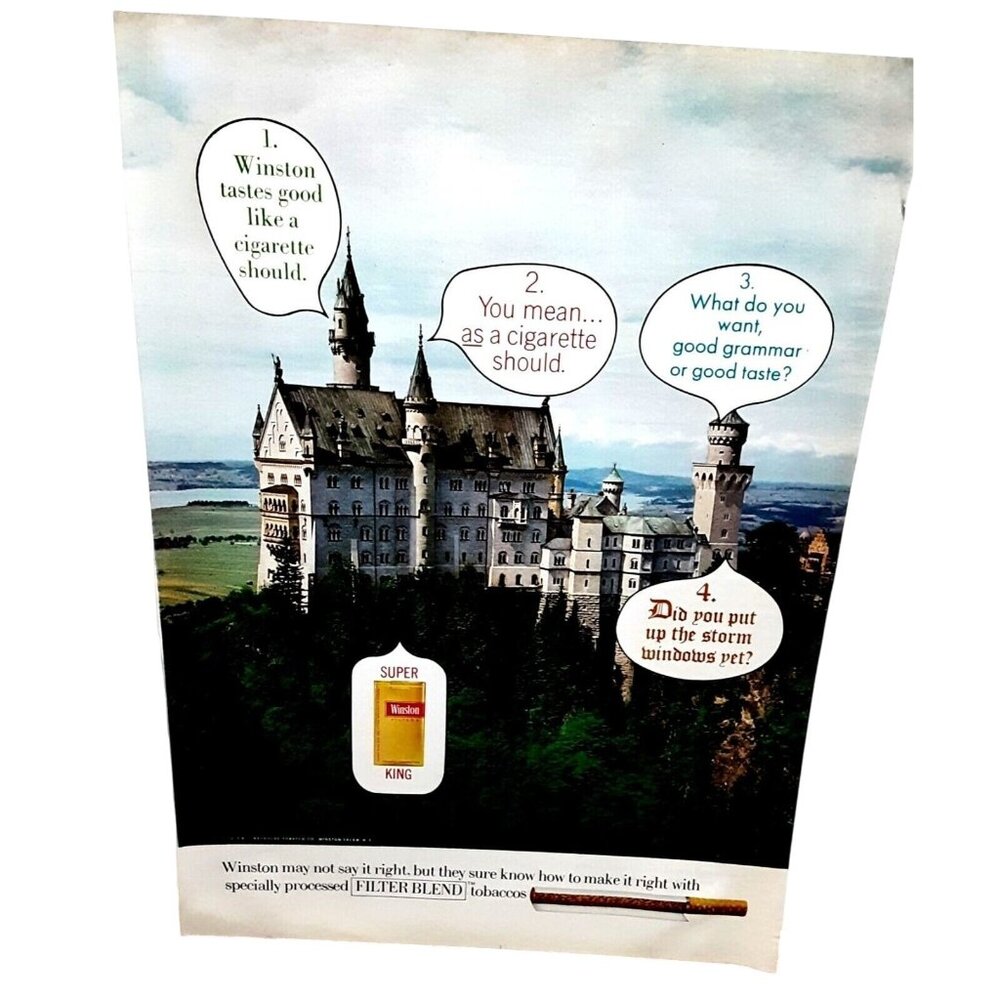 1970 Winston Super King Cigarettes Vintage Print Ad